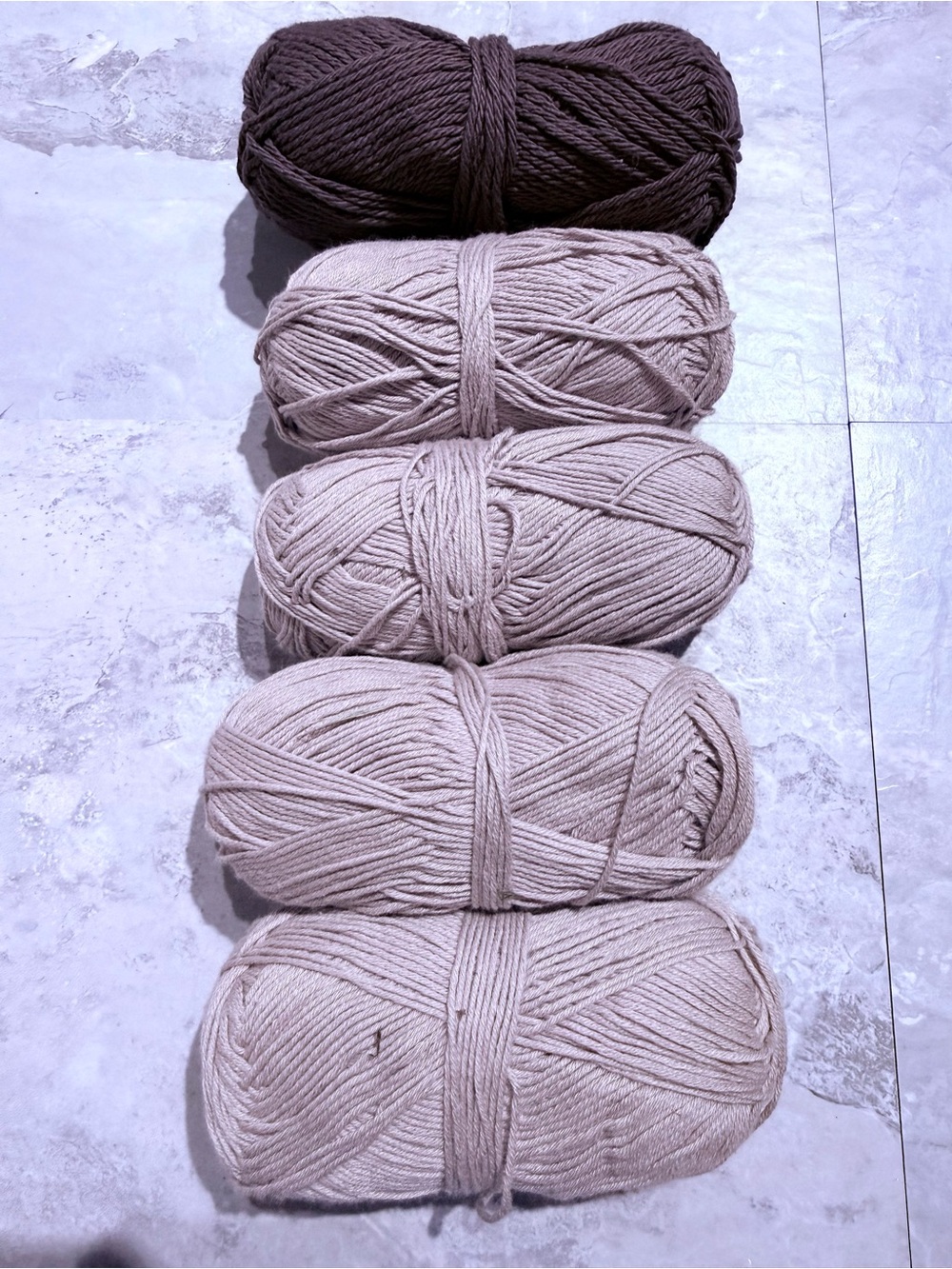 Yarn Lot 5 Skeins Destash Taupe Beige Brown Soft Cotton Blend Crochet Knit